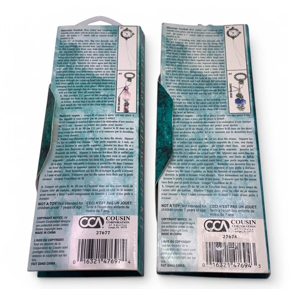 Glass Bead Watch Kit Set of Two Pink & Blue Includes Quartz Timepiece & Beads - Picture 2 of 6